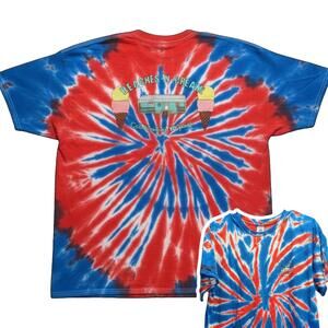 Vintage Beaches-N-Cream Tie Dye Swirl Tee Y2K L 10Year Holden Beach NC Brunswick